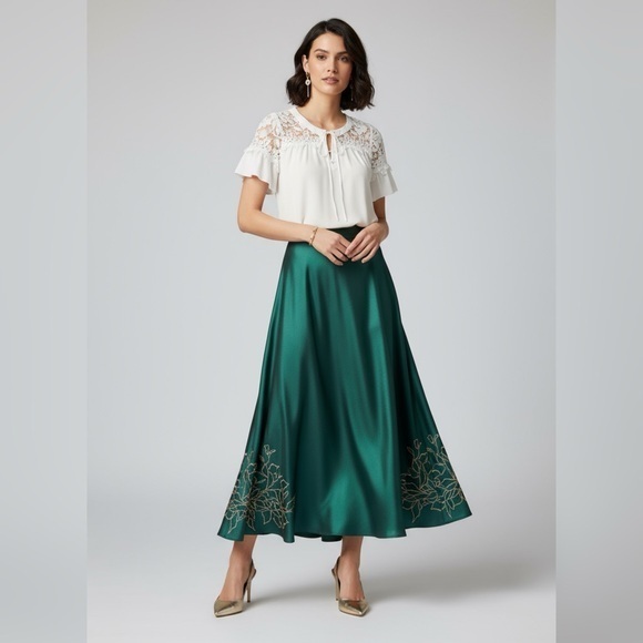 Express Tops - White Lace Detail Blouse